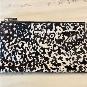 Michael Kors Black and White Animal Print Clutch